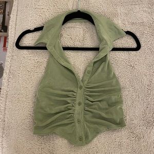 Princess Polly light green open back collard top